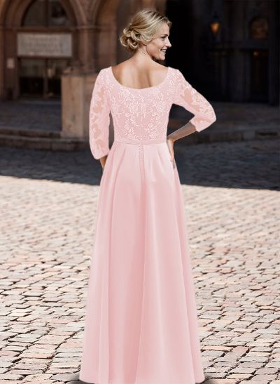 A-Line Satin Mother Of The Bride Dresses With Ruffle/Appliques Lace