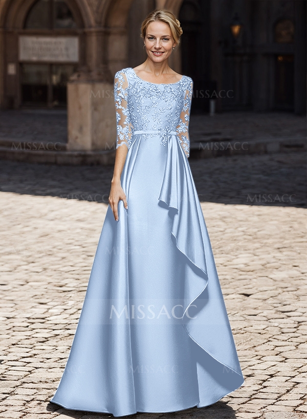 A-Line Satin Mother Of The Bride Dresses With Ruffle