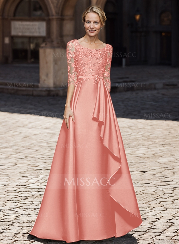 A-Line Satin Mother Of The Bride Dresses With Ruffle