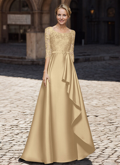Satin Mother Of The Bride Dresses With Ruffle/Appliques Lace
