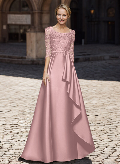 Satin Mother Of The Bride Dresses With Ruffle/Appliques Lace