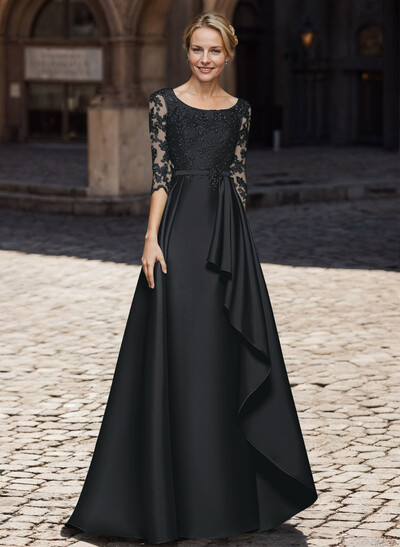 Satin Mother Of The Bride Dresses With Ruffle/Appliques Lace