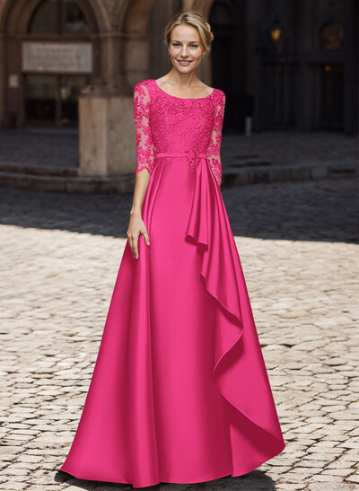Satin Mother Of The Bride Dresses With Ruffle/Appliques Lace