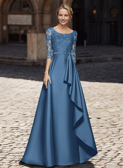 Satin Mother Of The Bride Dresses With Ruffle/Appliques Lace