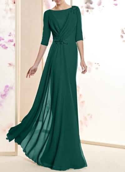 Trumpet/Mermaid Scoop Neck Chiffon Mother Of The Bride Dresses With Lace