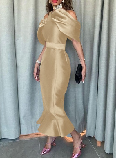Trumpet/Mermaid Halter Sleeveless Ankle-Length Satin Mother Of The Bride Dresses