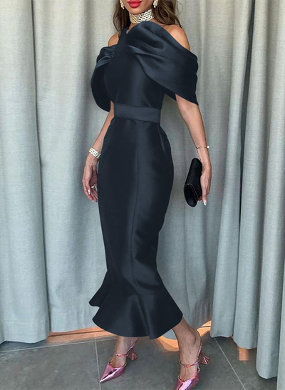 Trumpet/Mermaid Halter Sleeveless Ankle-Length Satin Mother Of The Bride Dresses