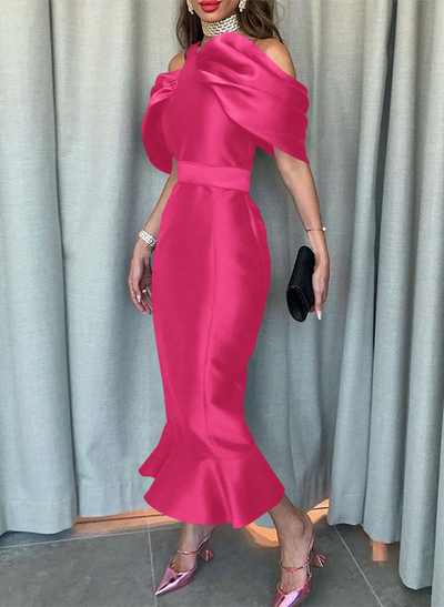 Trumpet/Mermaid Halter Sleeveless Ankle-Length Satin Mother Of The Bride Dresses