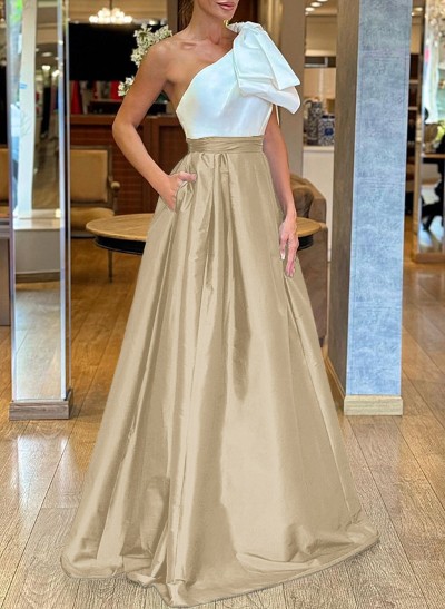 A-Line One-Shoulder Sleeveless Satin Mother Of The Bride Dresses With Bow(s)