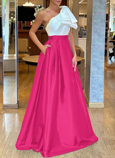 A-Line One-Shoulder Sleeveless Satin Mother Of The Bride Dresses With Bow(s)