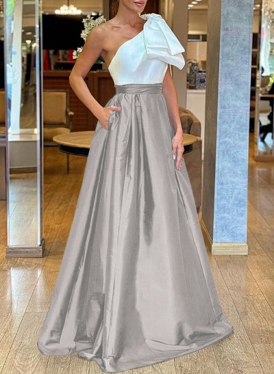 A-Line One-Shoulder Sleeveless Satin Mother Of The Bride Dresses With Bow(s)