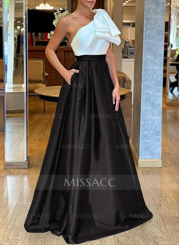 A-Line One-Shoulder Sleeveless Satin Mother Of The Bride Dresses With Bow(s)