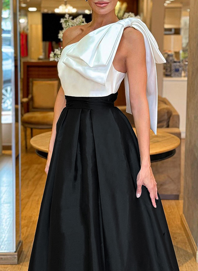 A-Line One-Shoulder Sleeveless Satin Mother Of The Bride Dresses With Bow(s)
