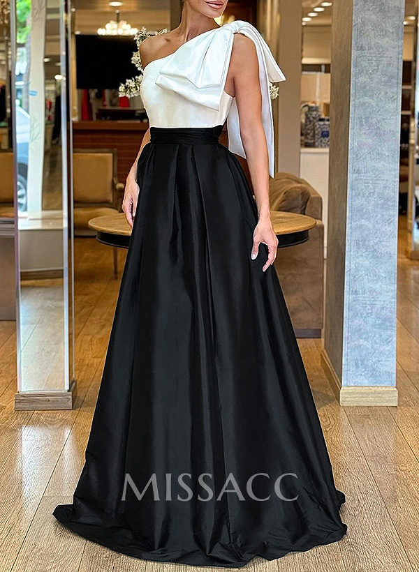 A-Line One-Shoulder Sleeveless Satin Mother Of The Bride Dresses With Bow(s)