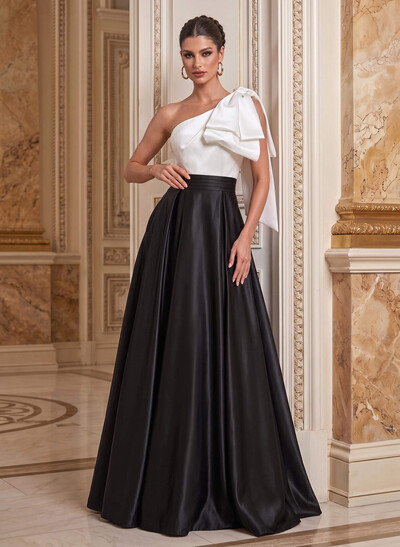 A-Line One-Shoulder Sleeveless Satin Mother Of The Bride Dresses With Bow(s)