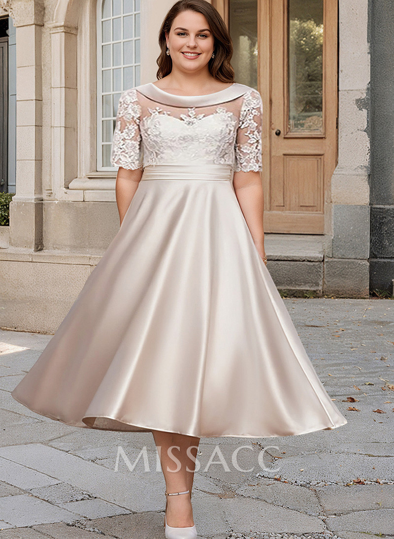 A-Line Cowl Neck Satin/Lace Mother Of The Bride Dresses With Appliques Lace