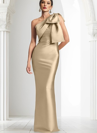 Sheath/Column One-Shoulder Satin Mother Of The Bride Dresses With Bow(s)