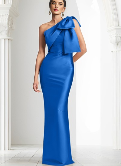 Sheath/Column One-Shoulder Satin Mother Of The Bride Dresses With Bow(s)