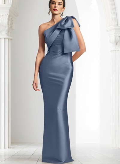 Sheath/Column One-Shoulder Satin Mother Of The Bride Dresses With Bow(s)