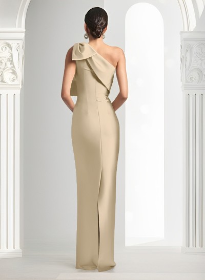 Sheath/Column One-Shoulder Satin Mother Of The Bride Dresses With Bow(s)