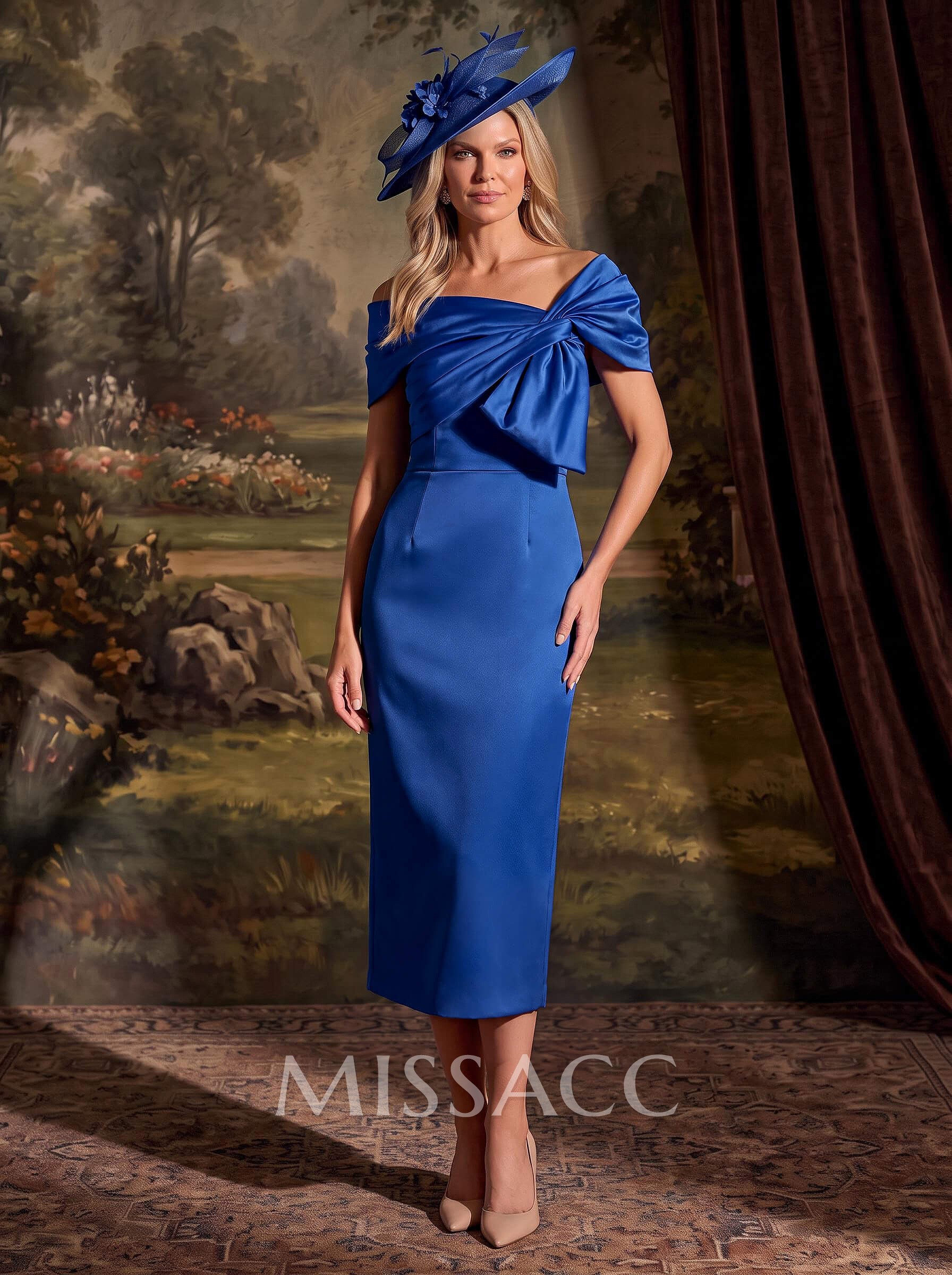 Sheath/Column Asymmetrical Satin Mother Of The Bride Dresses With Bow(s)