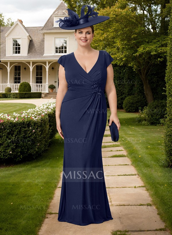 Sheath/Column V-Neck Sleeveless Chiffon Mother Of The Bride Dresses