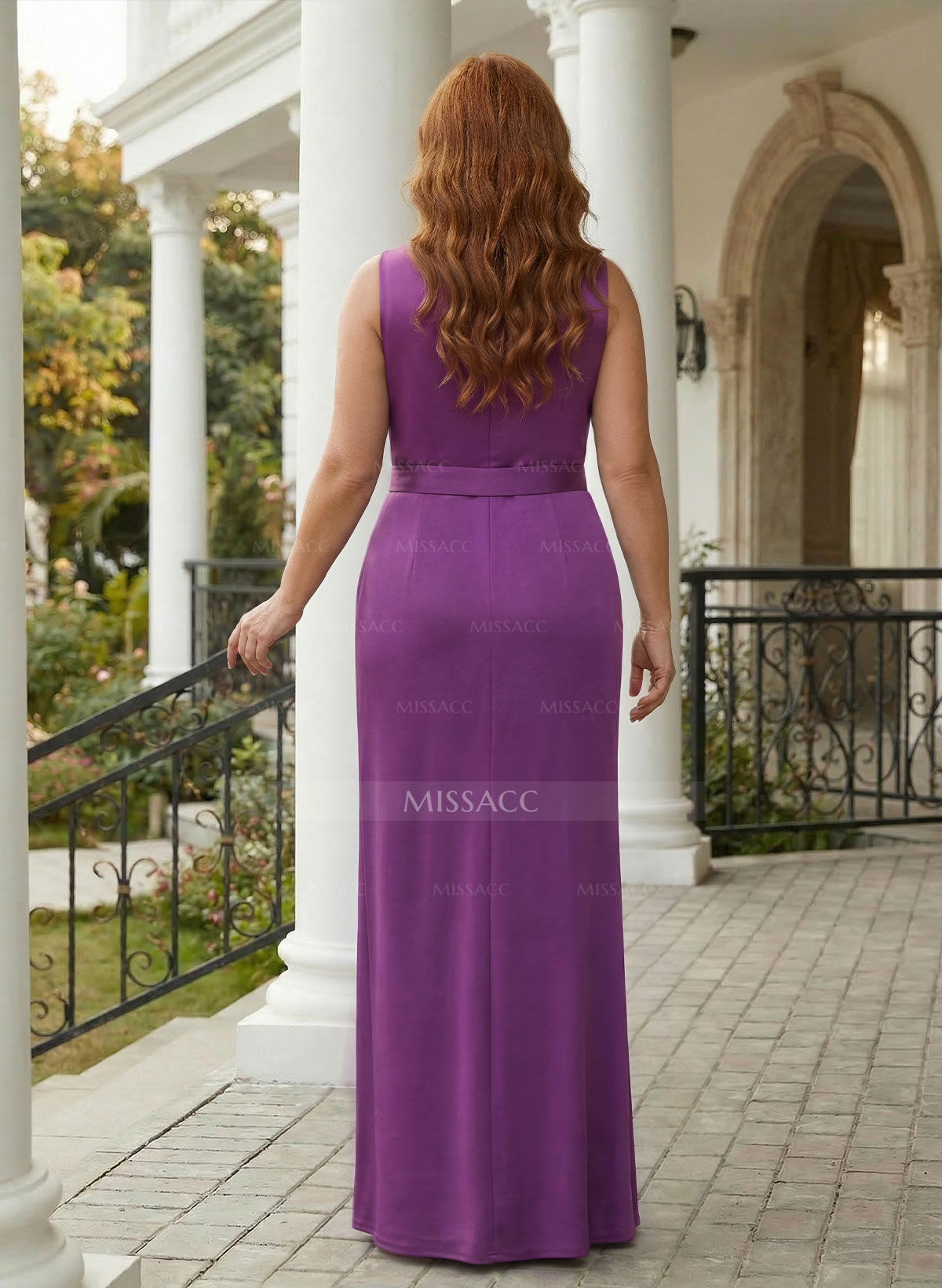 Sheath/Column Crepe Satin Mother Of The Bride Dresses With Ruffle/High Split