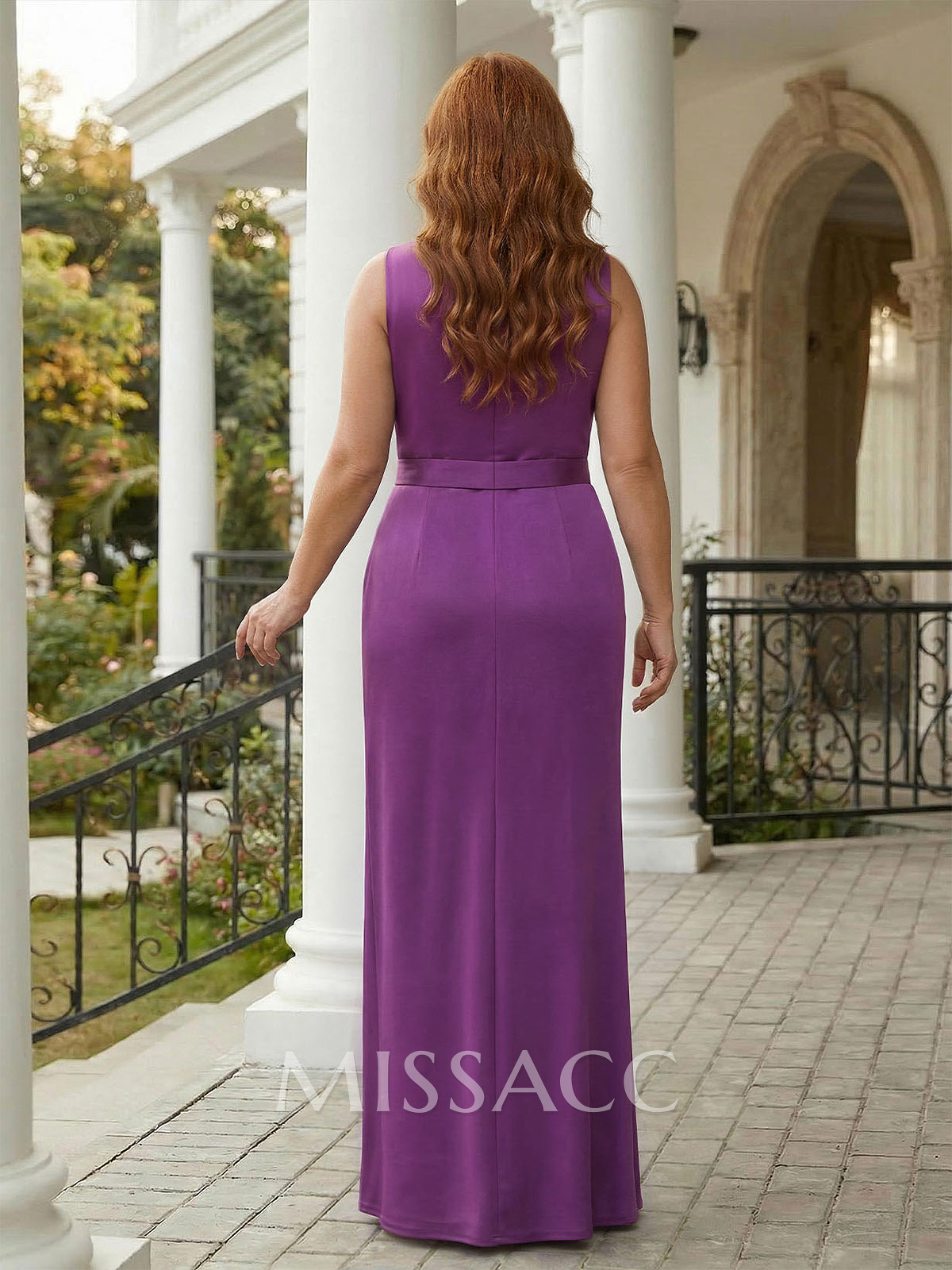 Sheath/Column Crepe Satin Mother Of The Bride Dresses With Ruffle/High Split