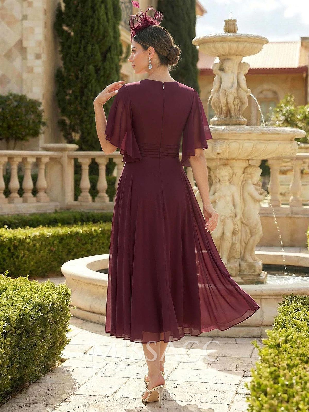 A-Line V-Neck Short Sleeves Tea-Length Chiffon Mother Of The Bride Dresses A-Line V-Neck Short Sleeves Tea-Length Chiffon Mother Of The Bride Dresses