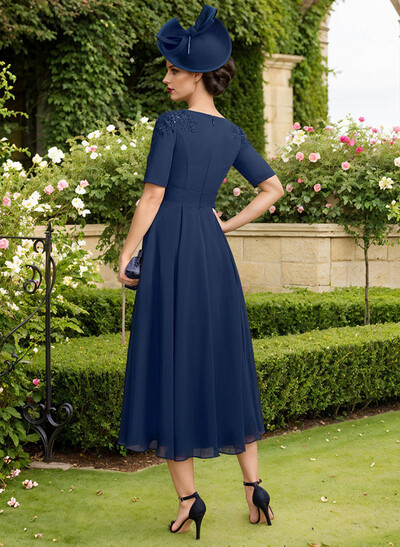 A-Line Scoop Neck Chiffon Mother Of The Bride Dresses With Pockets/Lace
