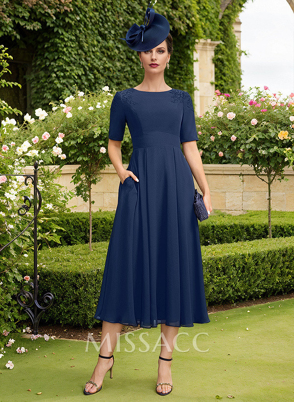 A-Line Scoop Neck Chiffon Mother Of The Bride Dresses With Pockets/Lace A-Line Scoop Neck Chiffon Mother Of The Bride Dresses With Pockets/Lace
