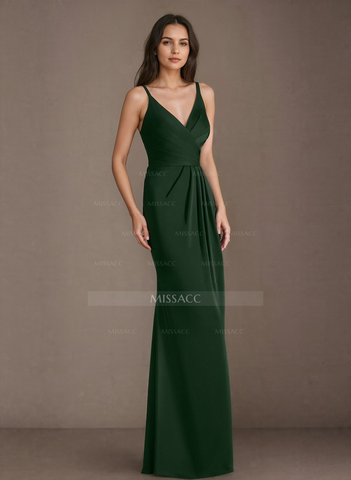 Sheath/Column V-Neck Silk Like Satin Mother Of The Bride Dresses With High Split