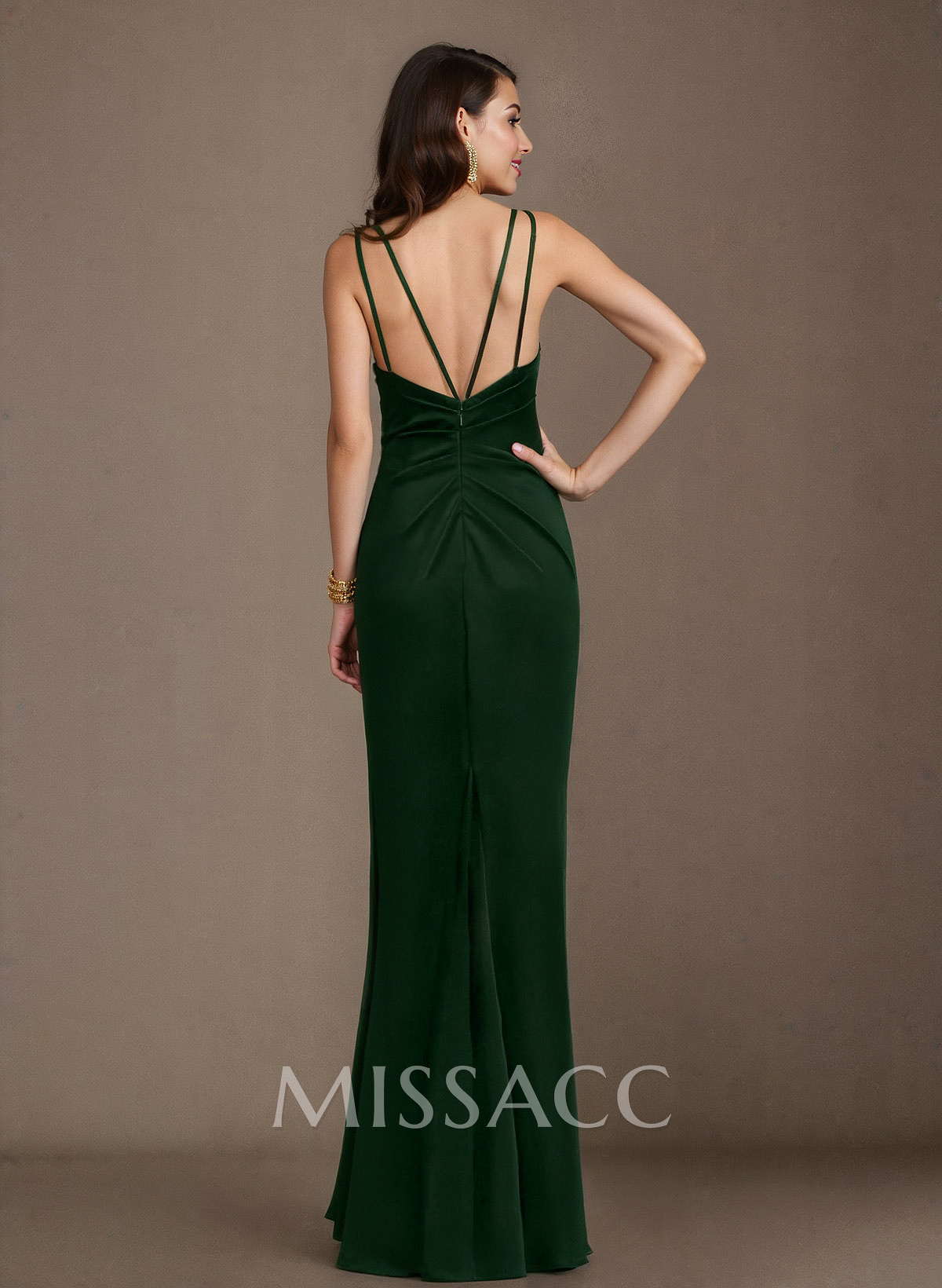 Sheath/Column V-Neck Silk Like Satin Mother Of The Bride Dresses With High Split