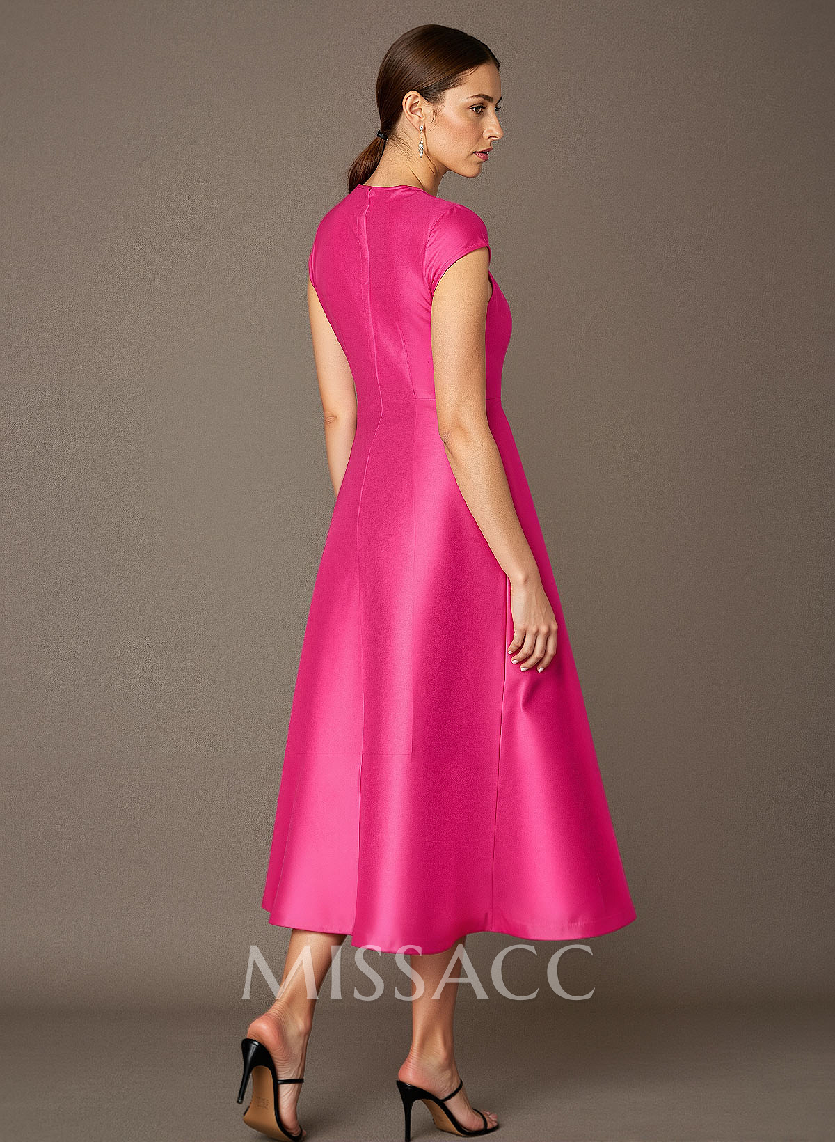 A-Line Asymmetrical Sleeveless Tea-Length Satin Mother Of The Bride Dresses