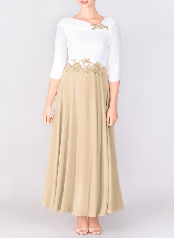 A-Line Asymmetrical Chiffon Mother Of The Bride Dresses With Lace