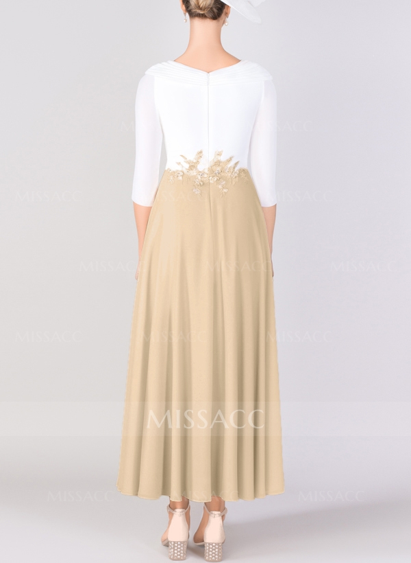 A-Line Asymmetrical Chiffon Mother Of The Bride Dresses With Lace