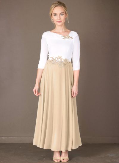 A-Line Asymmetrical Chiffon Mother Of The Bride Dresses With Lace