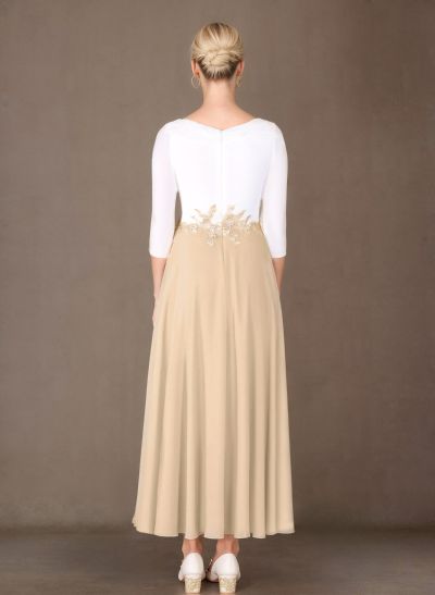 A-Line Asymmetrical Chiffon Mother Of The Bride Dresses With Lace