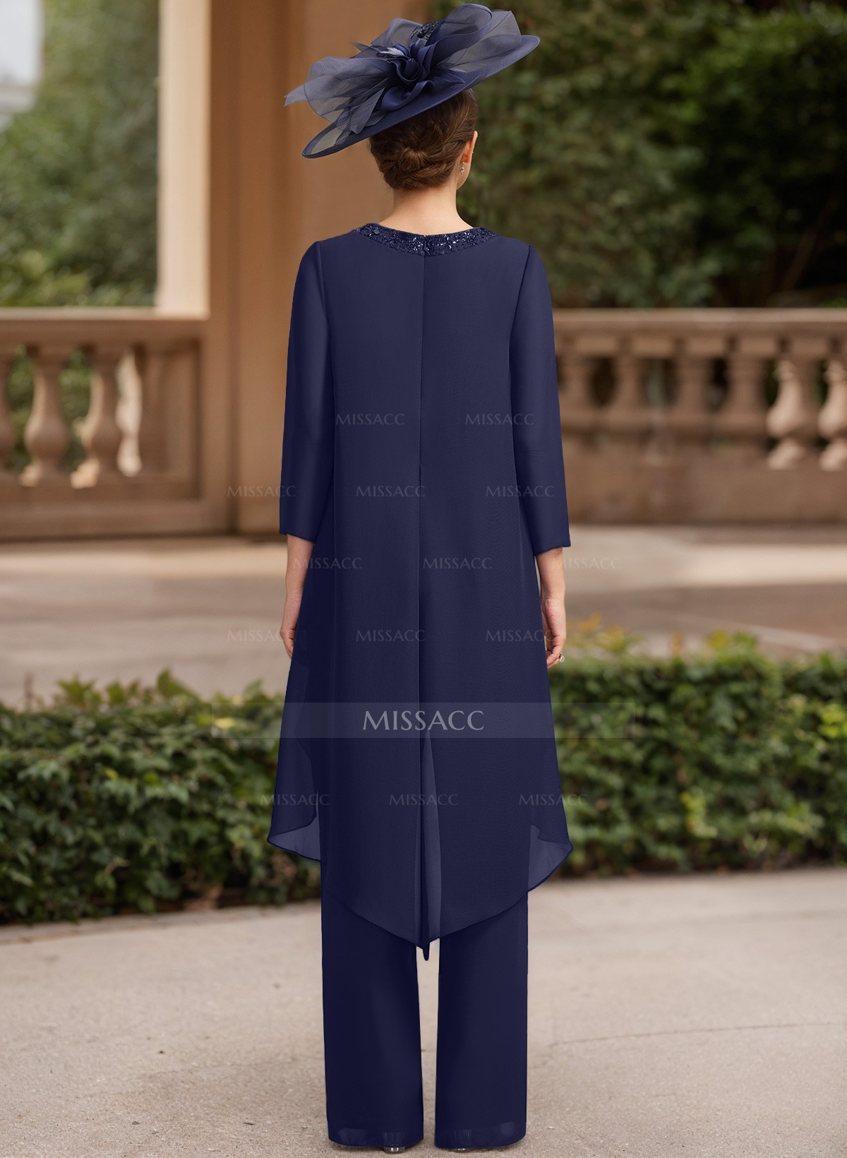 Jumpsuit/Pantsuit Scoop Neck 3/4 Sleeves Chiffon Mother Of The Bride Dresses