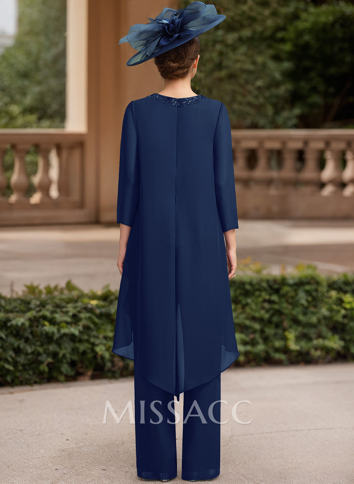 Jumpsuit/Pantsuit Scoop Neck 3/4 Sleeves Chiffon Mother Of The Bride Dresses Jumpsuit/Pantsuit Scoop Neck 3/4 Sleeves Chiffon Mother Of The Bride Dresses