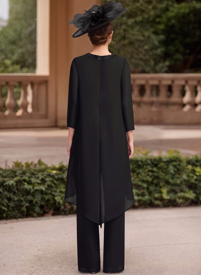 Jumpsuit/Pantsuit Scoop Neck 3/4 Sleeves Chiffon Mother Of The Bride Dresses