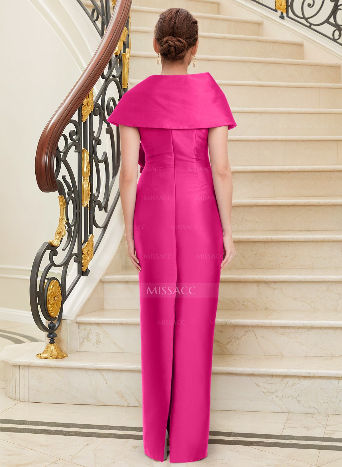 Sheath/Column Asymmetrical Satin Mother Of The Bride Dresses With Bow(s)