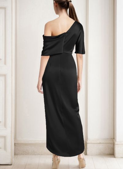 Sheath/Column Asymmetrical Sleeveless Satin Mother Of The Bride Dresses