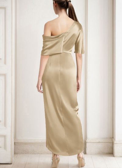 Sheath/Column Asymmetrical Sleeveless Satin Mother Of The Bride Dresses