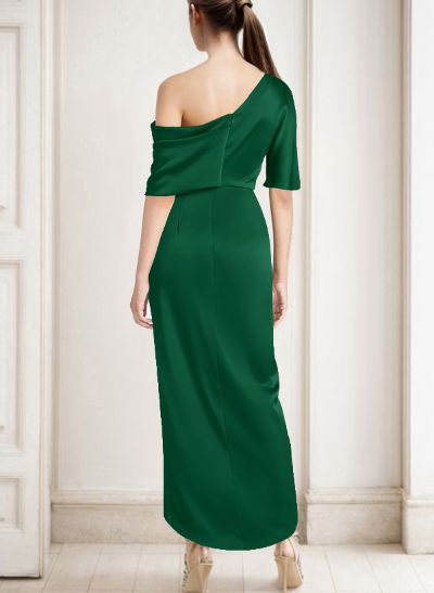 Sheath/Column Asymmetrical Sleeveless Satin Mother Of The Bride Dresses