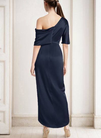 Sheath/Column Asymmetrical Sleeveless Satin Mother Of The Bride Dresses