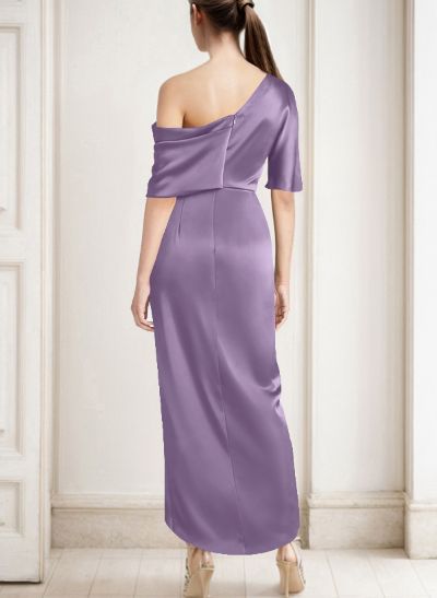 Sheath/Column Asymmetrical Sleeveless Satin Mother Of The Bride Dresses