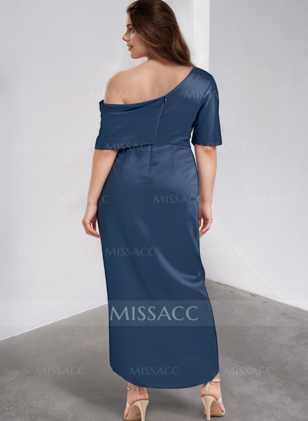 Sheath/Column Asymmetrical Sleeveless Satin Mother Of The Bride Dresses