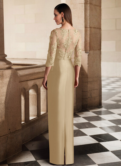 Sheath/Column Satin Mother Of The Bride Dresses With Appliques Lace