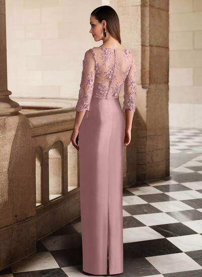 Sheath/Column Satin Mother Of The Bride Dresses With Appliques Lace